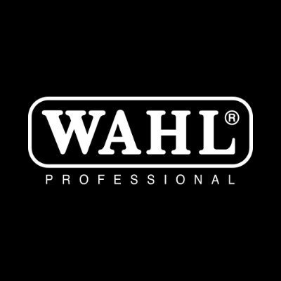 Logótipo branco WAHL PROFESSIONAL em fundo preto