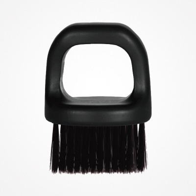 Escova preta com pega retangular e cerdas grossas pretas