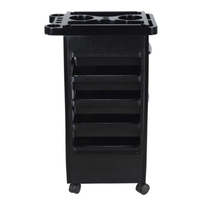 Carrinho organizador preto com gavetas e rodas