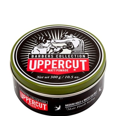 Pote metálico de pomada para cabelo Uppercut Deluxe com tampa preta e verde