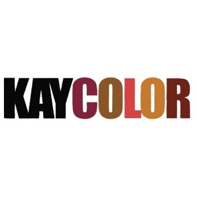 Logótipo KAYCOLOR com letras coloridas em fundo branco