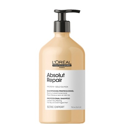 Frasco de champô L'Oréal Absolut Repair 750 ml com doseador preto