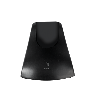 Suporte para dispositivo preto com texto SPACE-X e logótipo branco