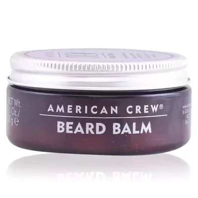 Frasco de Bálsamo para Barba AMERICAN CREW em plástico castanho com tampa prateada