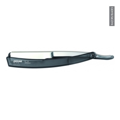 Navalha de barbear Jaguar cabo preto e lâmina metálica prateada