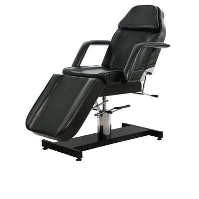 Cadeira reclinável preta para estética ou terapias com apoio de braços e pernas