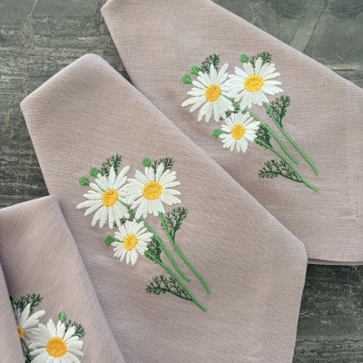 Kit&#x20;6&#x20;guardanapos&#x20;flor&#x20;de&#x20;camomila