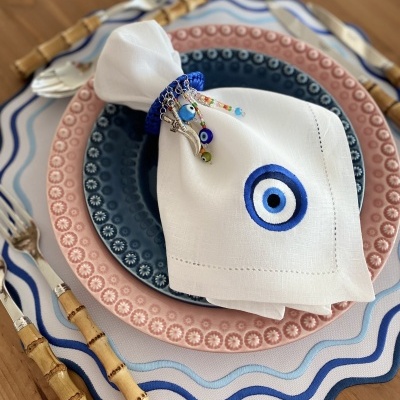 Individual&#x20;de&#x20;mesa&#x20;ondas&#x20;3&#x20;tons&#x20;de&#x20;azul&#x28;imperme&#x00E1;vel&#x29;