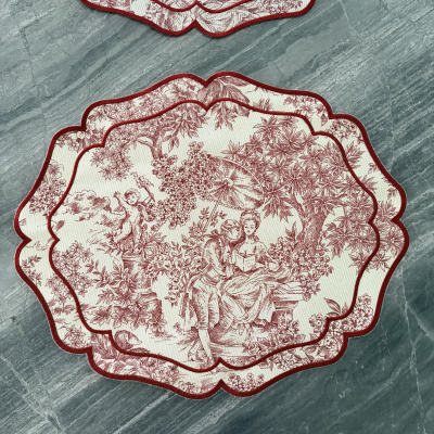 Conjunto&#x20;6&#x20;individuais&#x20;toile&#x20;de&#x20;jouy&#x20;vermelho
