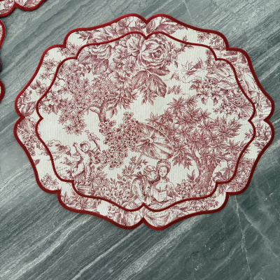 Conjunto&#x20;6&#x20;individuais&#x20;toile&#x20;de&#x20;jouy&#x20;vermelho