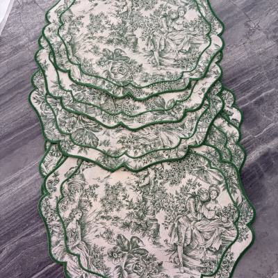 Conjunto&#x20;6&#x20;individuais&#x20;toile&#x20;de&#x20;jouy&#x20;verde