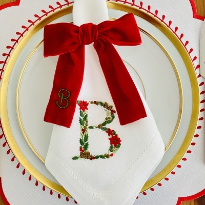 Guardanapo&#x20;letra&#x20;flor&#x20;Poinsettia