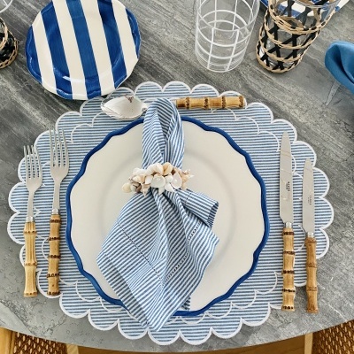 Kit&#x20;com&#x20;10&#x20;guardanapos&#x20;listras&#x20;azuis