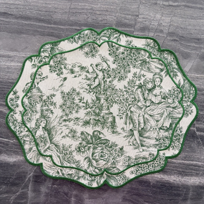 Conjunto&#x20;6&#x20;individuais&#x20;toile&#x20;de&#x20;jouy&#x20;verde