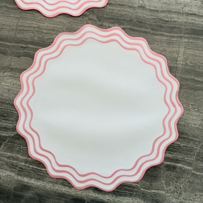 Kit&#x20;6&#x20;individuais&#x20;imperme&#x00E1;veis&#x20;branco&#x2F;rosa