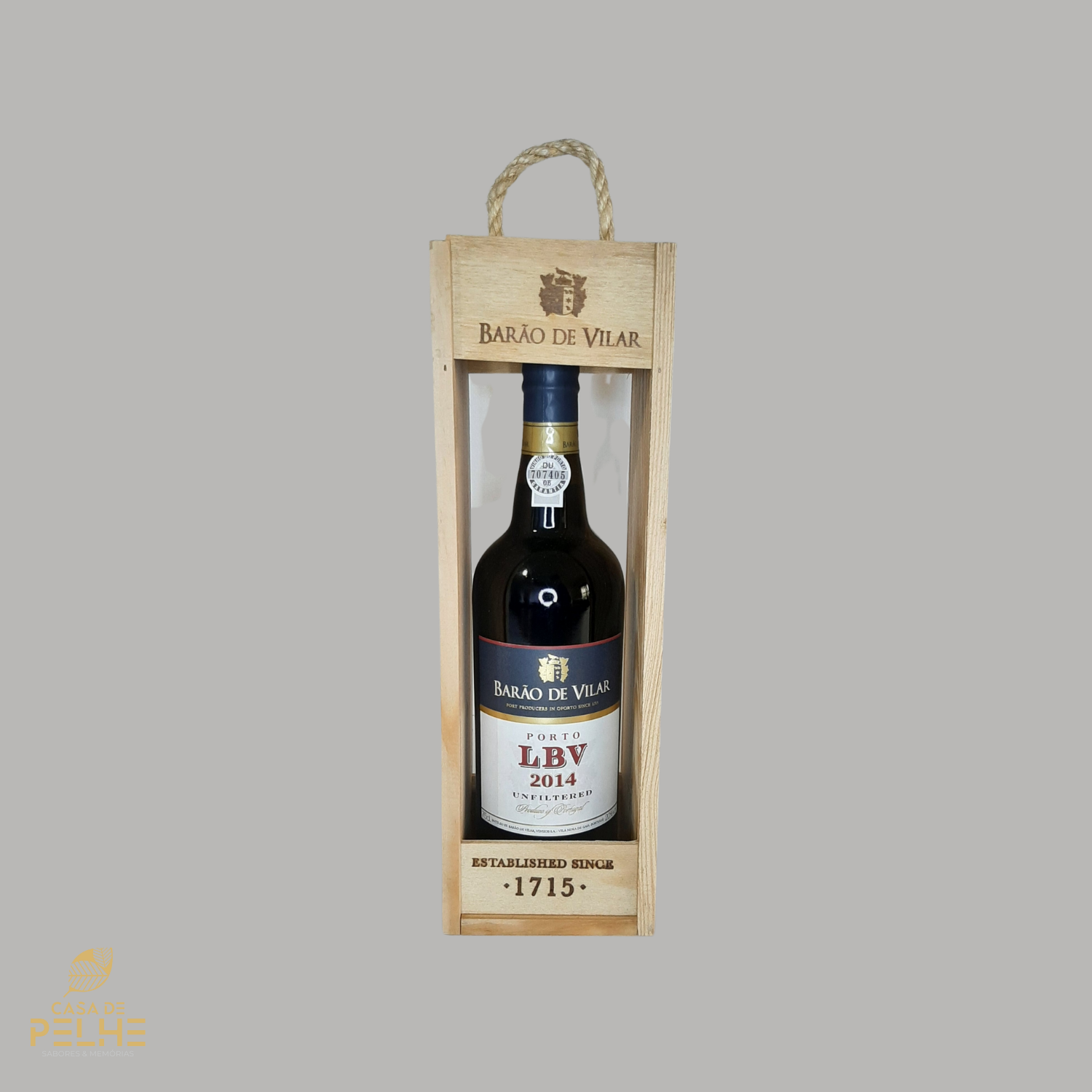 Garrafão de vinho do Porto LBV 2014 BARÃO DE VILAR em caixa de madeira