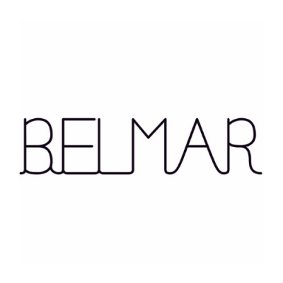 Logotipo com texto BELMAR em preto sobre fundo branco