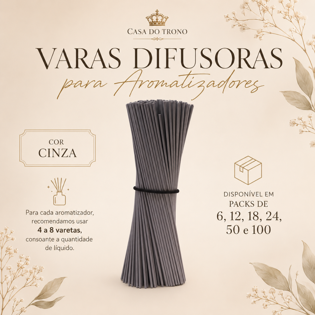 Varas difusoras cinzentas para aromatizadores da Casa do Trono