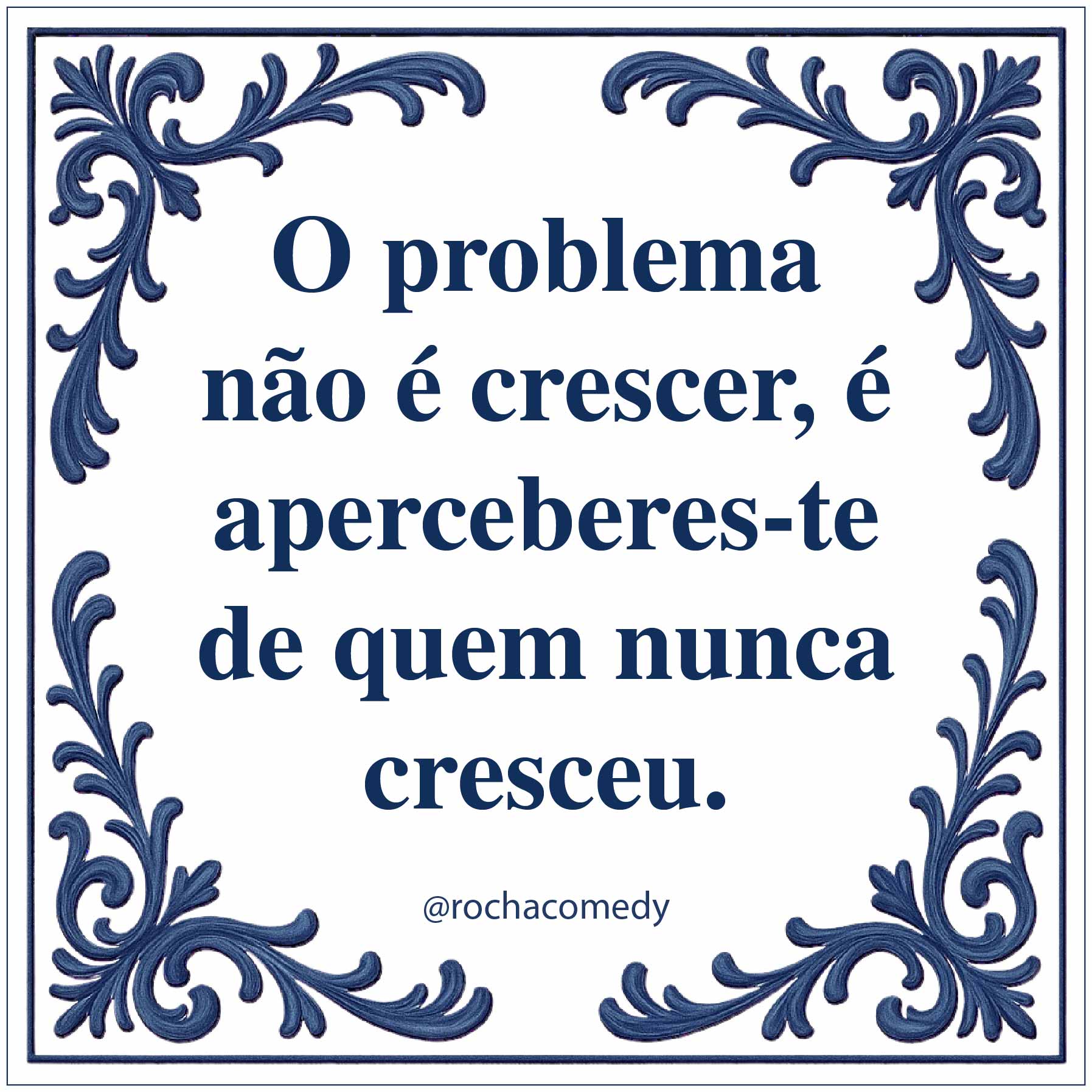 🟦 Azulejo @rochacomedy | "O problema não é crescer..."