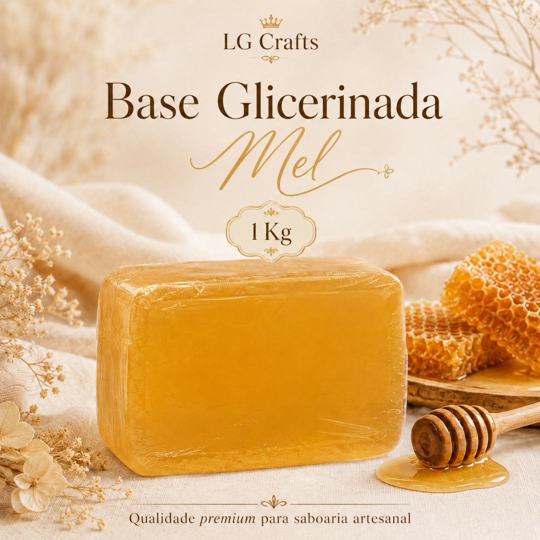 Bloco de base glicerinada mel com favo de mel e colher de mel