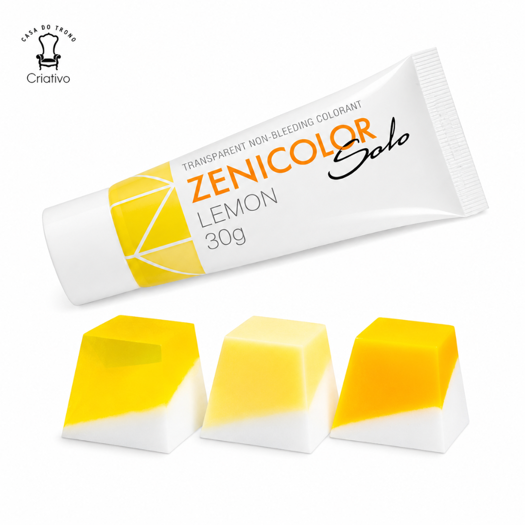 Tubo de corante amarelo ZENICOLOR Solo com amostras de cor