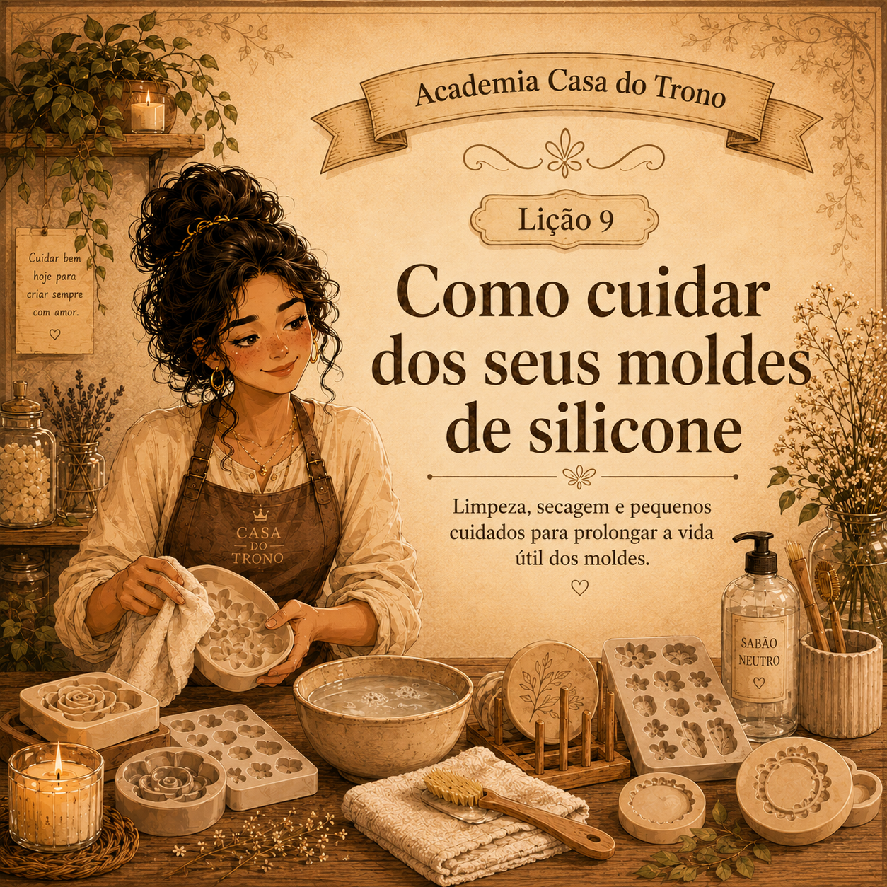 Li&ccedil;&atilde;o 9 da Academia Casa do Trono sobre moldes de silicone tingidos com corante