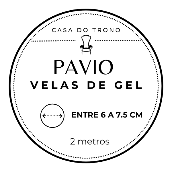 Etiqueta redonda com texto sobre pavio para velas de gel