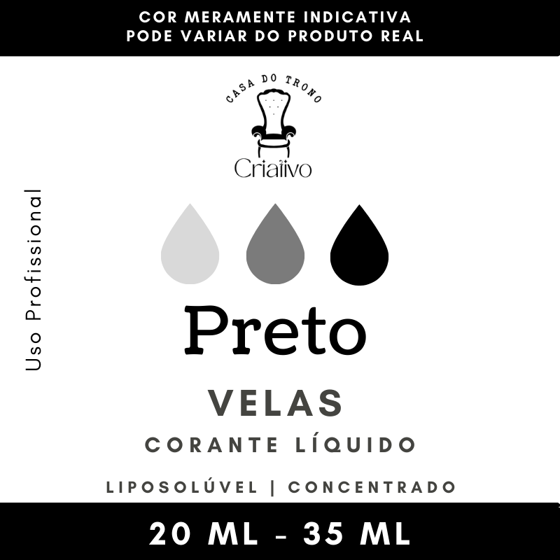 Rótulo de corante líquido preto para velas, lipossolúvel e concentrado, 20 ml a 35 ml, uso profissional