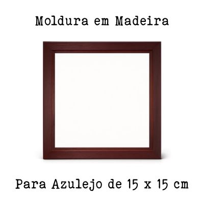 Moldura quadrada em madeira castanho escuro para azulejo 15x15 cm