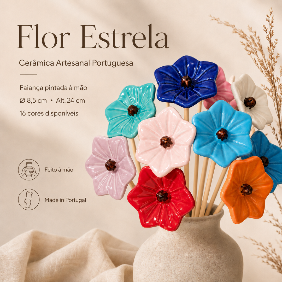 Cópia de 🌸 Flor Estrela em Cerâmica Artesanal Portuguesa