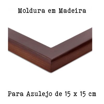 Moldura em madeira castanha escura para azulejo 15x15 cm