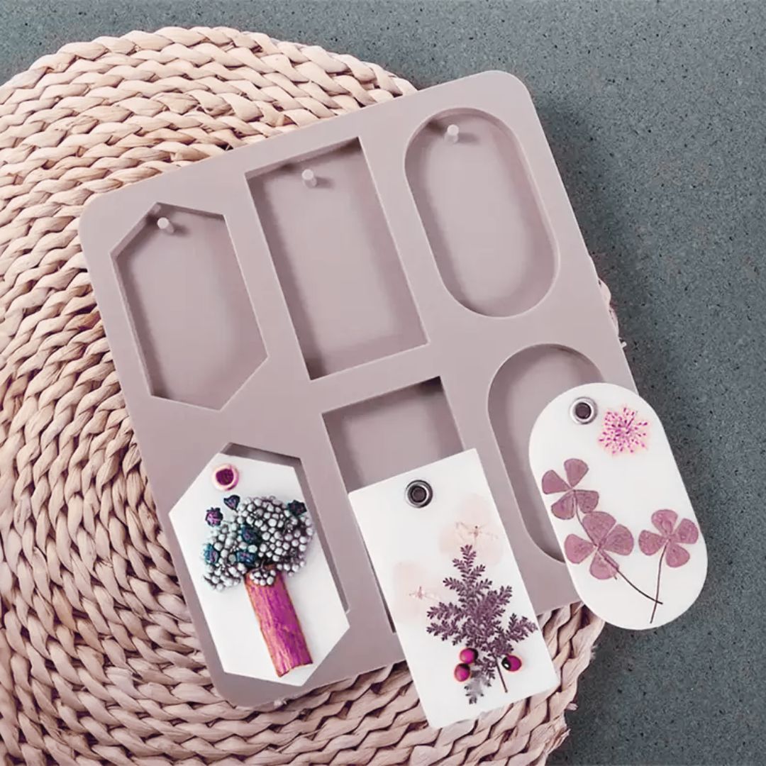 Molde silicone para etiquetas decorativas com flores secas