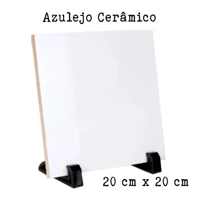 Azulejo cerâmico branco quadrado 20x20 cm em base preta