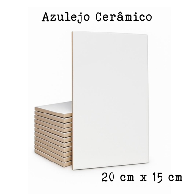 Azulejos cerâmicos brancos empilhados com texto explicativo