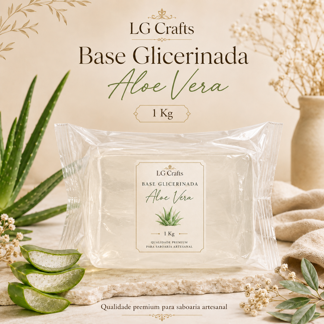 Sabão base glicerinada Aloe Vera LG Crafts em embalagem transparente