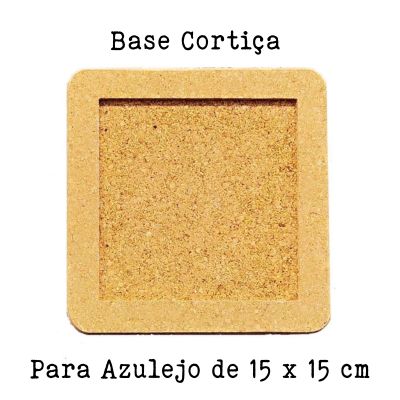 Base quadrada de cortiça com cavidade central para azulejo 15x15 cm