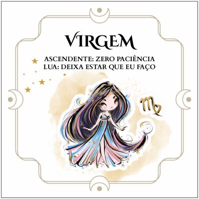 Ilustração de uma personagem feminina com texto sobre Virgem em português