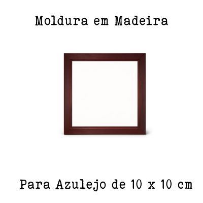 Moldura quadrada em madeira castanha para azulejo 10x10 cm sobre fundo branco