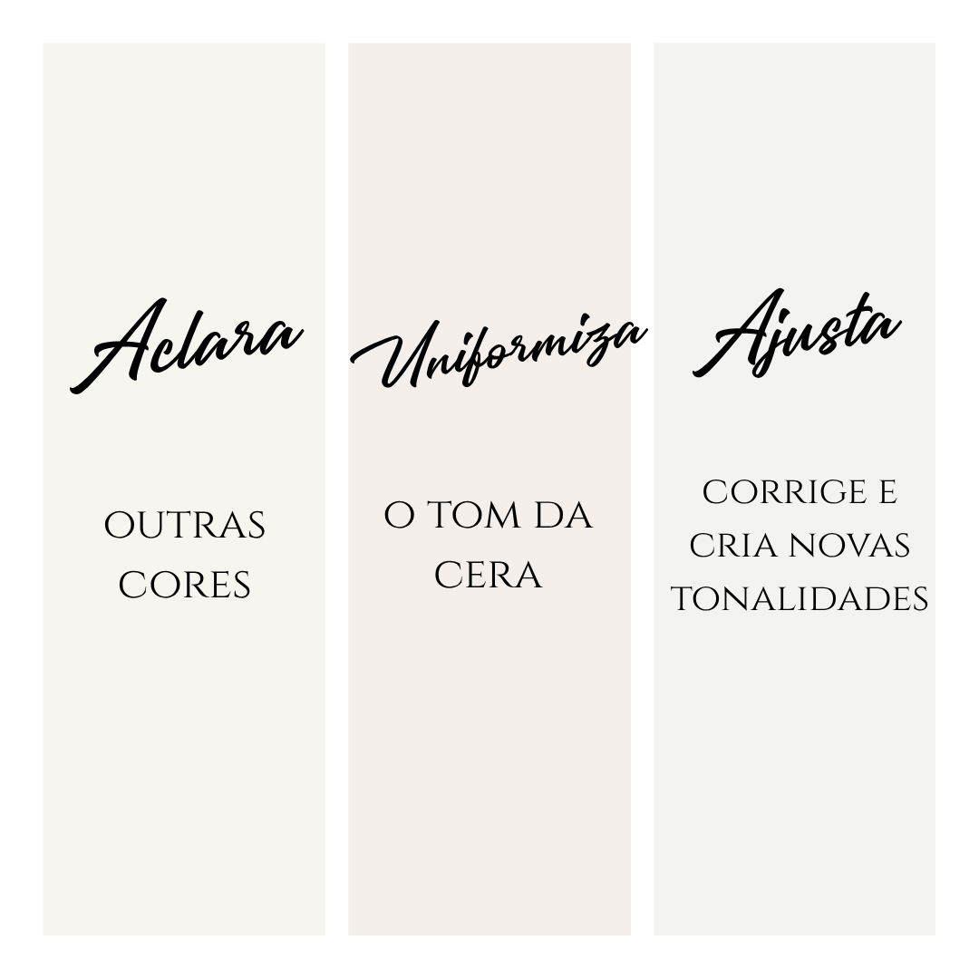 Texto em três painéis verticais com mensagens em português sobre cores e tonalidades.