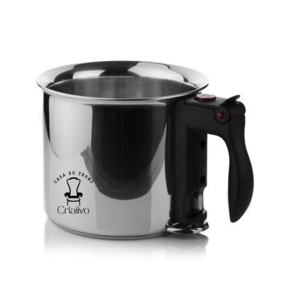 Tacho de aço inoxidável com punho preto e logótipo Criailvo