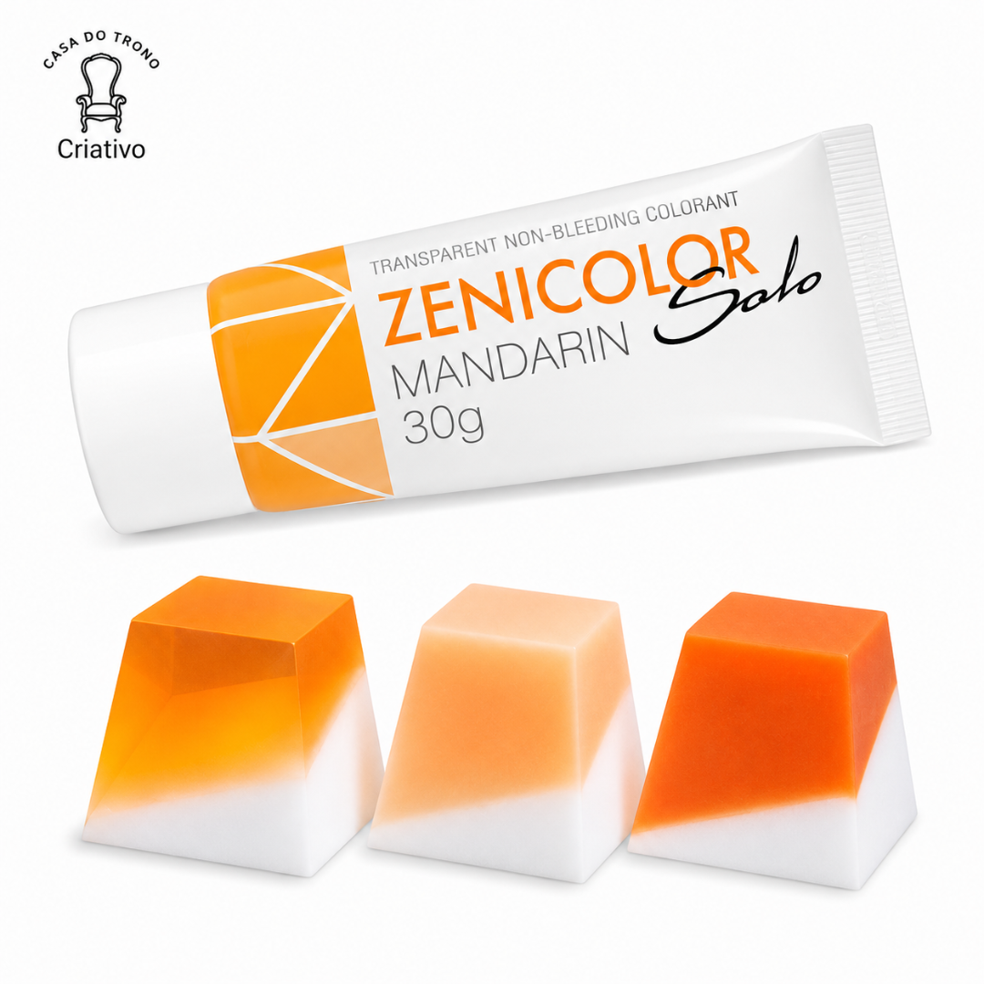 Tubo de corante Zenicolor Solo Mandarin de 30g e três cubos de gradiente laranja e branco