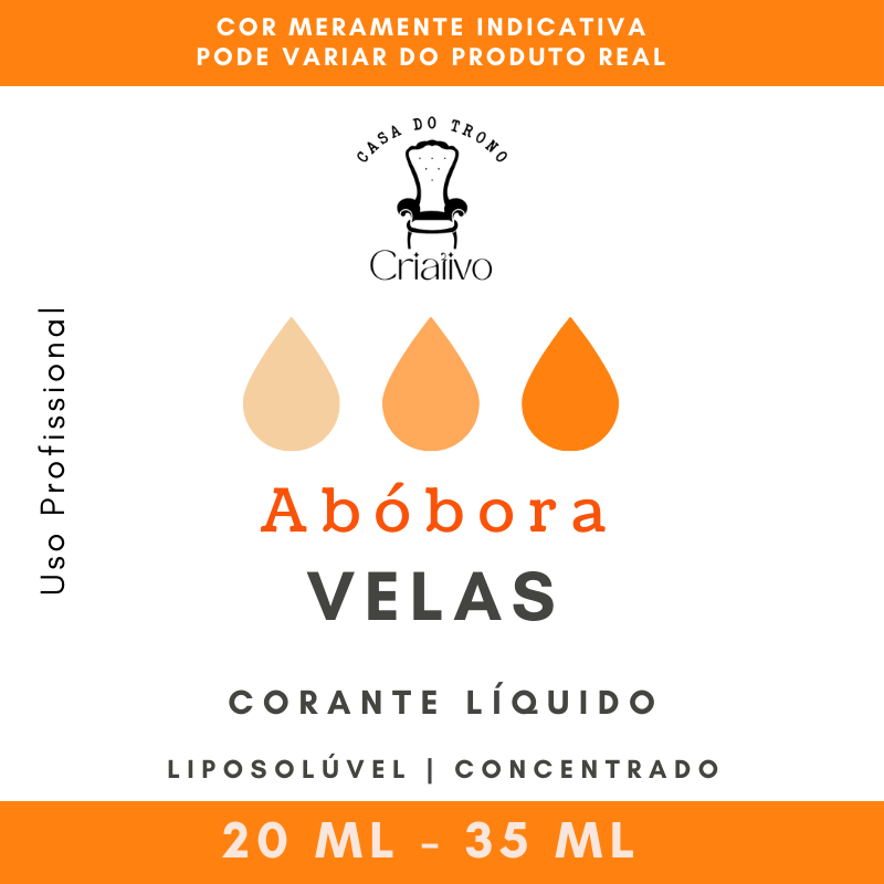 Corante líquido para velas Abóbora Velas Casa do Trono Criativo em 20 a 35 ml para uso profissional
