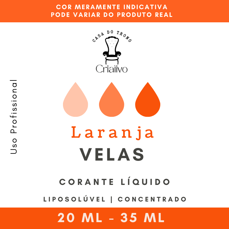 Rótulo branco e laranja de corante líquido para velas laranja