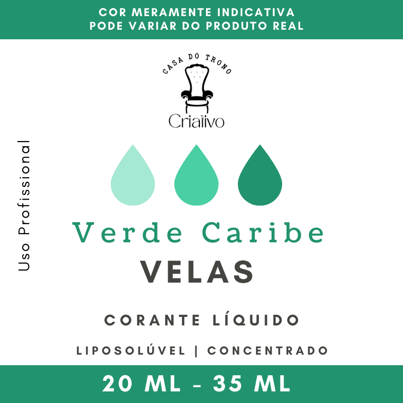 Embalagem de corante líquido para velas Verde Caribe da Casa do Trono Criaitivo