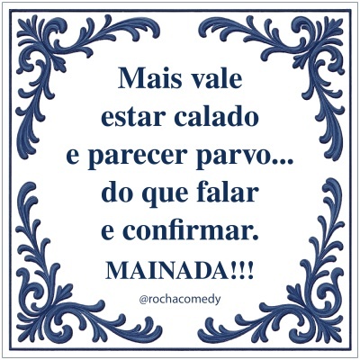 Placa decorativa com texto em português em moldura azul ornamental