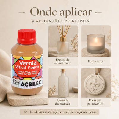 Verniz vitral fosco Acrilex 100 ml com aplicações em decoração