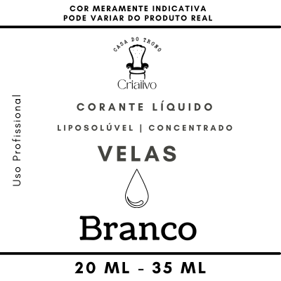 Etiqueta com texto de corante líquido para velas branco, 20 ml - 35 ml, uso profissional