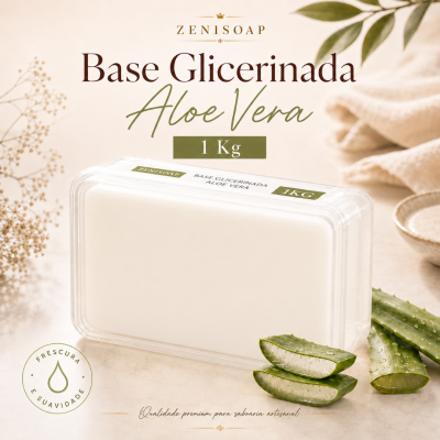 Base glicerinada Aloe Vera Zenisoap 1 kg com aloe vera fresca ao lado