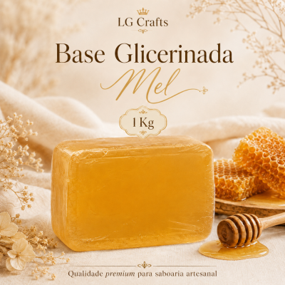 Bloco de base glicerinada mel com favo de mel e colher de mel