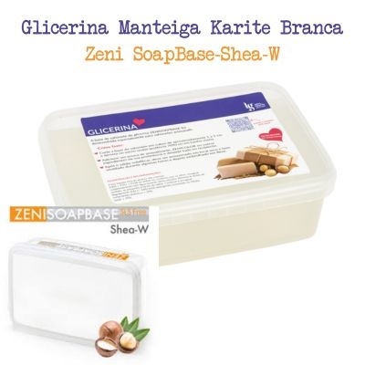 Recipientes de base sabonete glicerina manteiga karité branca Zeni SoapBase-Shea-W